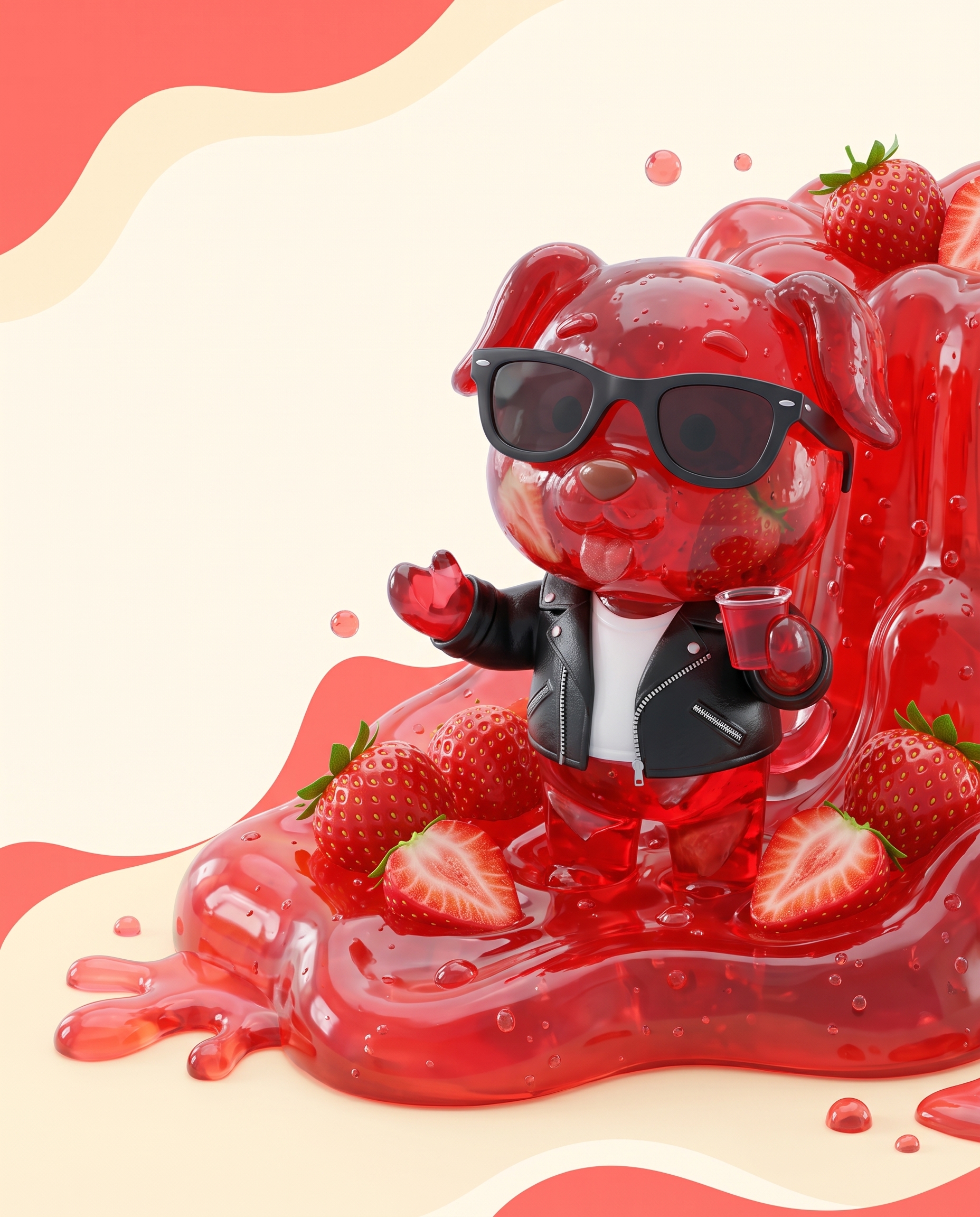 Yayo rojo entre fresas